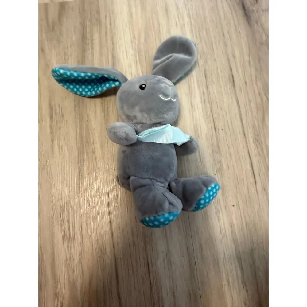 Dr Brown's Lovey Pacifier Holder Baby Bunny Grey Blue Polka Dot Plush Sensory